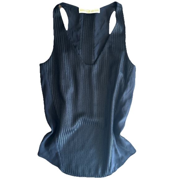 Ramy Brook Woven Fern Silk Tank Top Size XS Black Blouse Minimalist Scoop Neck - Picture 1 of 12